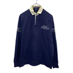 POLO SPORT 長袖 ポロシャツ S ネイビー ポロスポーツ スナップボタン ラガーシャツ ラグビー アームプリント 刺繍 秋物 a709-6646