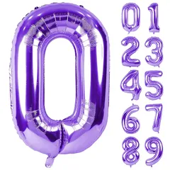 Lausatek バルーン アルミ風船 数字0 ナンバー 40インチ 大きい 誕生日 ハッピーバースデー 飾り付け ウェディング 記念日 パーティー 紫 約90cm パープル 0