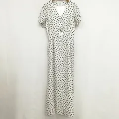 メゾンドリーファー MAISON DE REEFUR ワンピース 美品 花柄 Vネック ロング丈 マキシ丈 ウエストカット キュプラ 半袖 38 ライトベージュのサムネイル