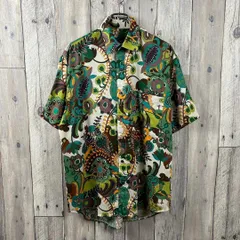 OLD unknown ARGO 半袖 総柄 アート柄 ドレスシャツ M