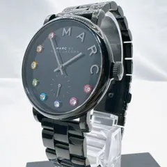 MARC BY MARC JACOBS マークバイマークジェイコブス BAKER ベイカー 腕時計 MBM3422 レディース クォーツ 電池交換済み 動作品 マルチカラーストーン ステンレス ブラック 箱付き コマあり