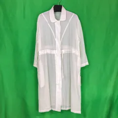 【未使用品】STUNNING レースジップアップロングカーディガン 長袖ガウンコート F フリーサイズ 白 ホワイト  コットン 綿 レディース