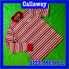 Callaway キャロウェイ 長袖 ロゴ刺繍 ボーダー柄 速乾性 ストレッチ ゴルフ ポロシャツ LL