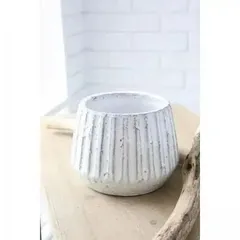 おしゃれな植木鉢　ホワイトカラー　シュガーラインポット　陶器　Ⅼサイズ