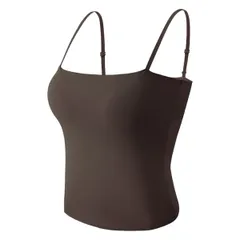 美ラインカップ付き ブラトップ クロップド丈 レディース 肩紐調整 ブラキャミ 一端型パッド トレンド 年中使える インナー 美胸 快適 黒 白 茶 rr-017