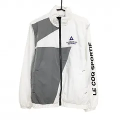 ルコック 2WAY中綿ジャケット 白×グレー 一部チェック 袖着脱可 メンズ L ゴルフウェア le coq sportif