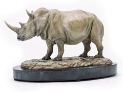 Memory Museum × Paleocraft 1/15 サイズ シロサイ サイ科 動物 リアル フィギュア PVC プラモデル おもちゃ 模型 動物好き 誕生日 プレゼント オリジナル コレクション 塗装済 完成品 29cm級 台座付き (A)