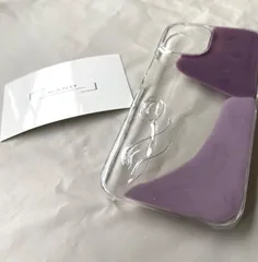 iPhoneケース　ハンドメイド　レジン　フラワー　　チューリップ　紫