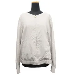 美品 18SS KUMIKYOKU クミキョク 組曲 ノーカラー ジャケット ブルゾン 金ボタン ジップアップ JKWLYM0320 サイズ7 グレージュ系 レディース 古着 中古 USED