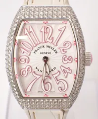 FRANCK MULLER(フランクミュラー) ヴァンガードレディ ベゼルダイヤ V32QZD AC RS SS/革 QZ クォーツ ピンク ホワイト ベルト汚れありのサムネイル