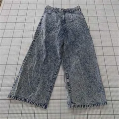 ◇ Θ cussil クシル コットン100% ワイド デニム パンツ サイズL サックスブルー系 レディース E  【1509180005182】