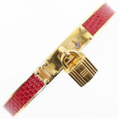 【HERMES】エルメス ケリーバングル カデナ 金メッキ 赤 レディース バン