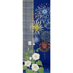 新品未使用品 手ぬぐい【夜顔に夏花火】濱文様 夏ディスプレイ 壁飾り 祭り 夏タペストリー 夏壁飾り 夏ウォールデコ のれん 外国土産