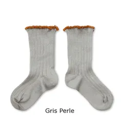 【新品・未使用】collegien(コレジアン) Delphine 【Gris Perle】Lettuce Trim Ribbed Socks レタストリムリブソックス 靴下【2965】