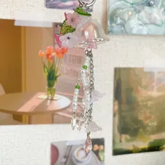 桜クラゲ　クラゲキーホルダー　ビーズキーホルダー