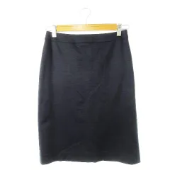 グリーンレーベルリラクシング ユナイテッドアローズ green label relaxing スカート タイト ひざ丈 麻混 リネン混 ストレッチ 薄手 シャリ感 38 紺 ネイビー /CK29