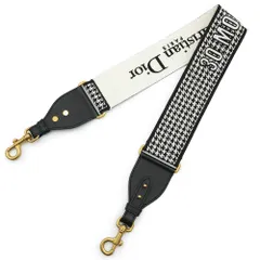 クリスチャンディオール 30 モンテーニュ ハウンドトゥース エンブロイダリー 刺繍 千鳥格子 ショルダーストラップ キャンバス カーフレザー ブラック ホワイト アンティークゴールド S8540CMPN 箱付 Christian Dior（新品・未使用品）