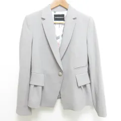 良品 EMPORIO ARMANI エンポリオアルマーニ ストレッチ バックティアード シングル テーラードジャケット サイズ38 グレージュ レディース 古着 中古 USED