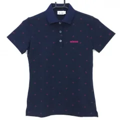 ★値下げ★【超美品】アディダス 半袖ポロシャツ ネイビー×ピンク 総柄 レディース S/P ゴルフウェア adidas