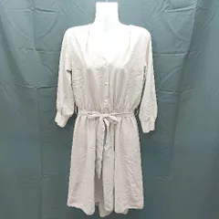 ◇ UNITED ARROWS フロントボタン ウエストゴム シンプル 長袖 ロング ワンピース サイズ表記なし グレージュ レディース E  【1303290009449】