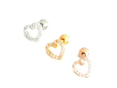 １６Ｇキラキラオープンハート ボディピアス 軟骨ピアス 片耳ピアス