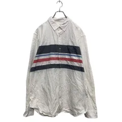 GAP 長袖 ボーダーシャツ XL ホワイト ブラック レッド ギャップ ビッグサイズ ボタンダウン 古着卸 アメリカ仕入 a604-6113