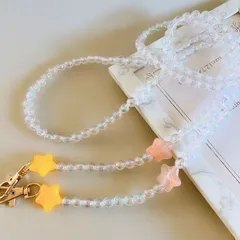 スマホショルダー クリアビーズ 星 オレンジ