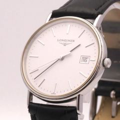 稼動品 美品 ロンジン LONGINES グランドクラシック L4.720.4 クオーツ デイト ホワイト文字盤 メンズ腕時計 スイス製