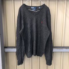 195 POLO by Ralph Lauren ニット L グレー ポロラルフローレン ニットセーター 刺繍ロゴ 古着卸 アメリカ仕入
