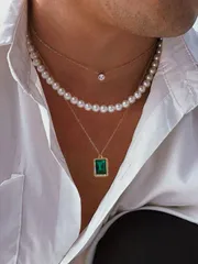 ジュエリー メンズ ネックレス セット キュービックジルコニア & 人造真珠 ネックレスセット 3個入り、軽量でラグジュアリーな毎日着用ジュエリー、メンズ用