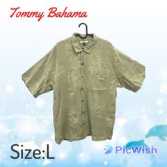 Tommy Bahama トミーバハマ 刺繍 ハイビスカス柄 シンプル アロハシャツ Lサイズ T-860