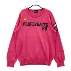 サイズ：2 PEARLY GATES パーリーゲイツ  コットン ニットセーター ニコちゃんワッペン ピンク系 [240101496448] ゴルフウェア レディース ストスト