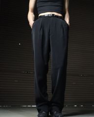 PRONTI toromi satin 2tuck wide-straight slacks black サテン とろみ 2タック ワイド ストレート スラックス 黒 ブラック 90s 00s