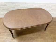 ブラウン楕円形木製ダイニングテーブル - メルカリ