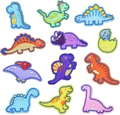 【在庫処分】YFFSFDC 恐竜 ワッペン 12枚セット ダイナソー アイロン接着 刺しゅうワッペン アップリケ DIY 補修 子供 男の子 女の子 保育園 幼稚園 お祝い ギフト プレゼント