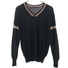 PS Paul Smith ピーエスポールスミス 長袖 Vネック セーター L ブラック ニット メンズ 古着