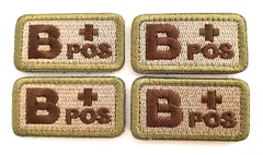 新品 【TERA】 ミリタリー パッチ ワッペン タクティカル サバイバル サバゲ― ベルクロ エンブレム A+ B+ AB+ O+ 刺繍 血液 血液型 (TAN B+/4枚)