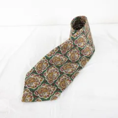 クリスチャンディオール Christian Dior シルクネクタイ 総柄 ペイズリー 緑 ベージュ *A410 ☆AA★