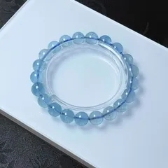 夢色 EU製 ★ブルートパーズ★ブレスレット パワーストーン 天然石 綺麗 お守り ギフト 8.7-9.3mm ZB8061