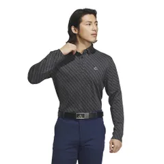 [アディダスゴルフ] ゴルフポロシャツ モノグラム 長袖ボタンダウン シャツ メンズ ブラック／グレーファイブ [ブラック／グレーファイブ] [L]