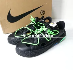 極美品 Nike x Off-White ナイキ×オフホワイト コラボ 22SS BLAZER LOW 77 ブレーザー スニーカー ローカット レースアップ レザー 黒 ブラック メンズ