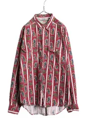 【お得なクーポン配布中!】 90s リーバイス 総柄 コットン 長袖 シャツ メンズ XL / オールド Levis サドルマン マルチカラー ストライプ ポケット付き 大きいサイズ