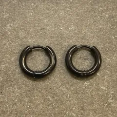 フープピアス 両耳ペア　サージカルステンレス 約12mm ブラック
