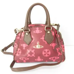 美品 Vivienne Westwood ヴィヴィアンウエストウッド ヤスミン ロゴマニア オーブ 2WAY トートバッグ ショルダーバッグ バーガンディ レディース 古着 中古 USED