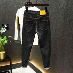 [34]春 コーデ メンズ 用 服 シンプル ファッション オシャレ 大人 かっこいい 大きいサイズ ストリート 紳士服 ジーンズ ブラックデニム ハイエンド カジュアル テーパード スリム フィットパンツ 