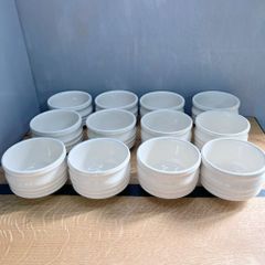 抹茶椀 12客セット 陶器 白萩 日本製 業務用 食器 中古 飲食店