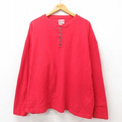 XL/古着 マルボロ 長袖 ビンテージ Tシャツ メンズ 90s 無地 コットン ヘンリーネック 赤 レッド spe 25jun06 中古