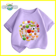 ひみつのおるすばん 半袖Tシャツ 薄手トップス 紫パープル女の子 ROBLOX　ゲーム 90 100 110 120 130 140 150  子供服キッズ服