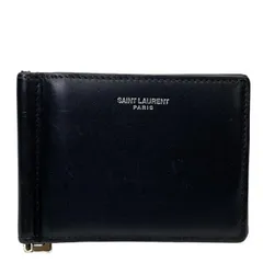 SAINT LAURENT PARIS サンローランパリ 財布 二つ折り財布 札入れ コンパクトウォレット マネークリップ ロゴ レザー ブラック