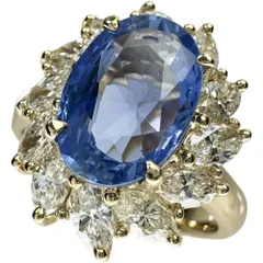 12号 非加熱サファイア 2.618ct ダイヤモンド 計1.19ct リング・指輪 K18ゴールド 18金  6.6g レディース 【中古】【真子質店】【NN】